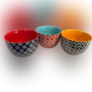 Dowan Ceramic Coffee Cups Set of 3 | Colorful Patterned Tea Mugs